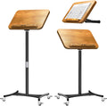 Wooden Music Stand with Locking Wheels - Adjustable Height & Angle