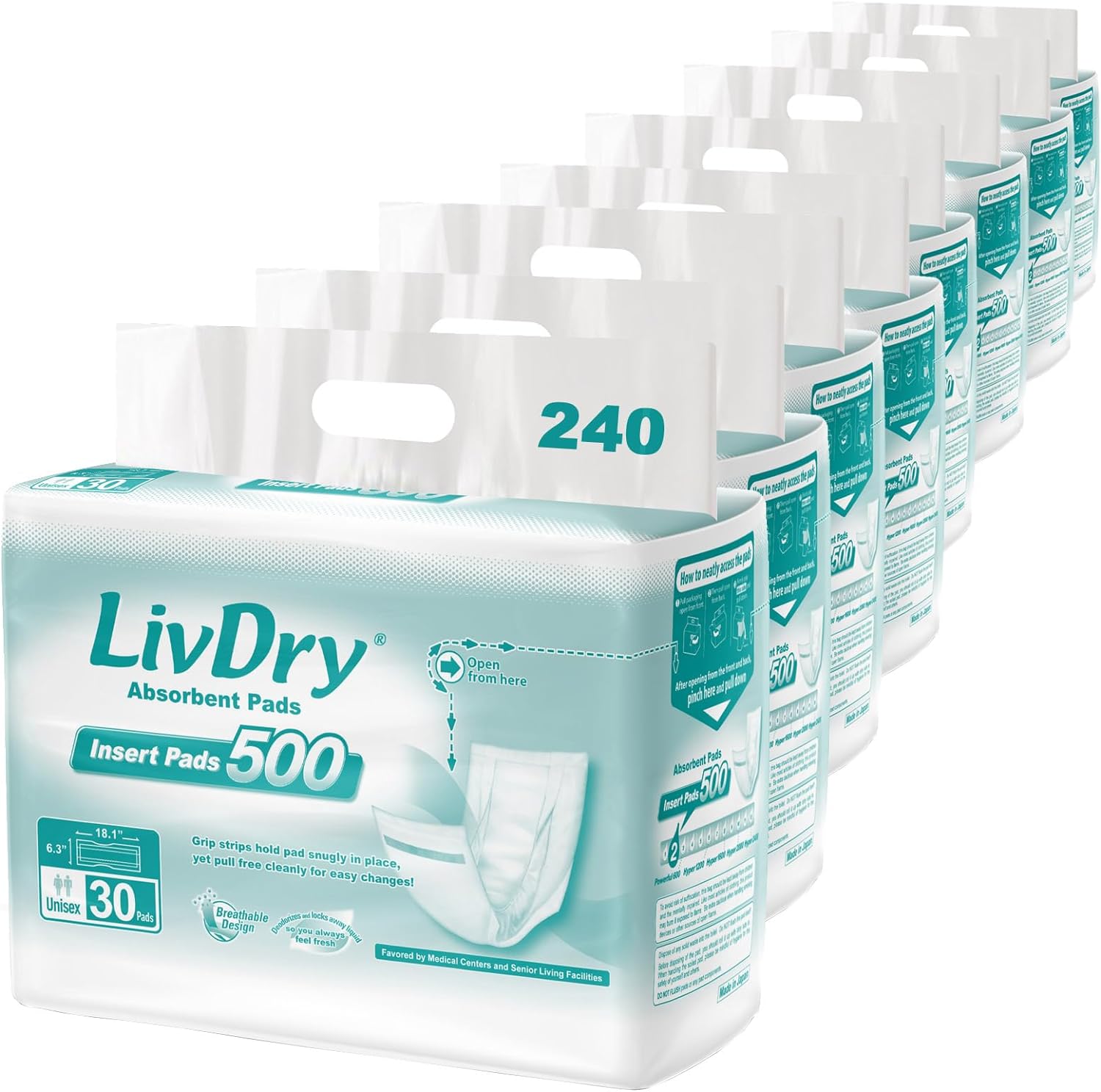 LivDry Incontinence Pad Insert for Men and Women, Extra Absorbency