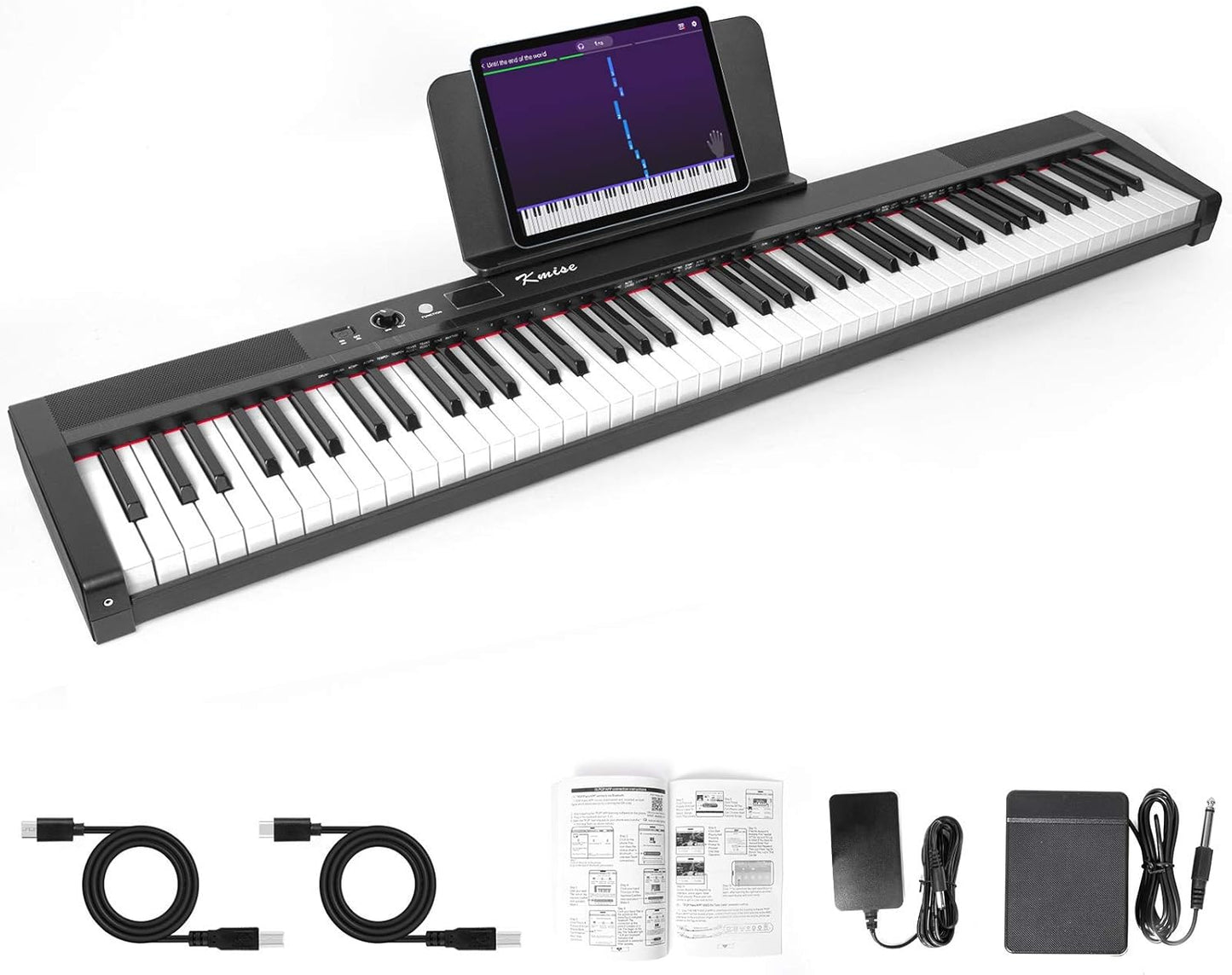 Kmise 88-Key Electronic Piano: Semi-Weighted, Bluetooth, MIDI