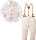 Boys Cotton Linen Suit Formal Set - Classic Toddler Wedding Outfit 5