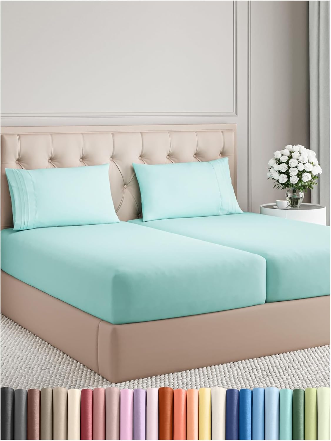 Split King Size 5 Piece Sheet Set - Soft & Cooling Bedding