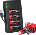 CR123A Rechargeable Batteries 8 Pack with Charger - High Capacity 3.7V