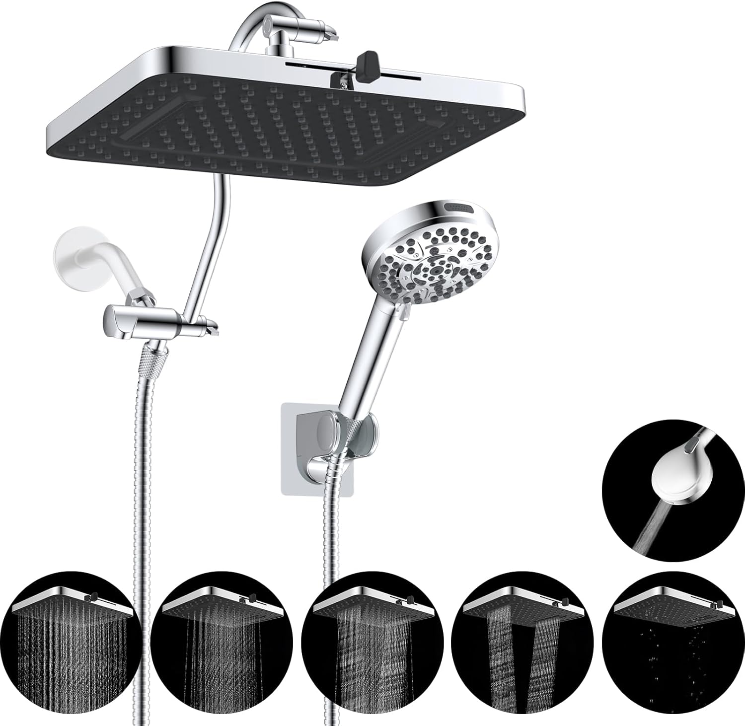 Hibbent Upgraded 5-Spray 13-Inch Shower Head for Luxurious Showers