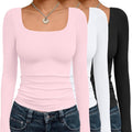 AUTOMET Womens Long Sleeve Scoop Neck Crop Tops - Slim Fit Y2K