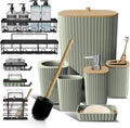 Sage Green Bathroom Accessories Set - Coordinated 6PC Bathroom Set