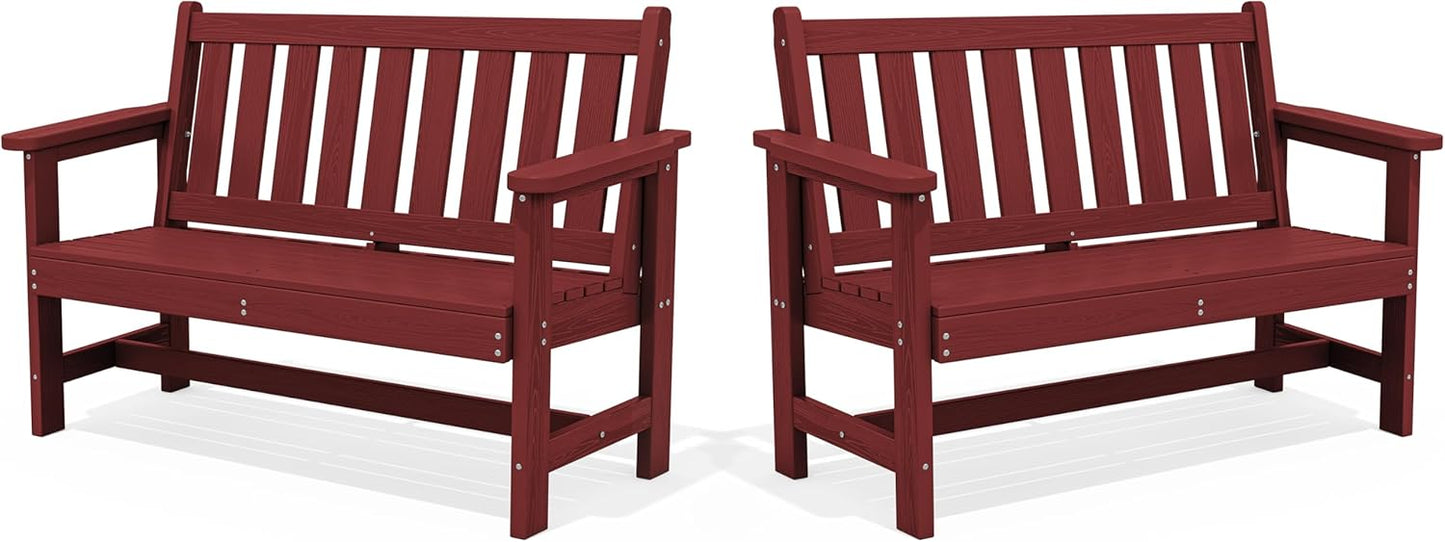 SERWALL Outdoor Bench for 2, Weatherproof and Durable Design