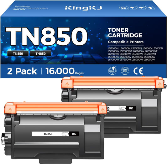 TN850 Black Toner Cartridge 2-Pack High Yield for Brother