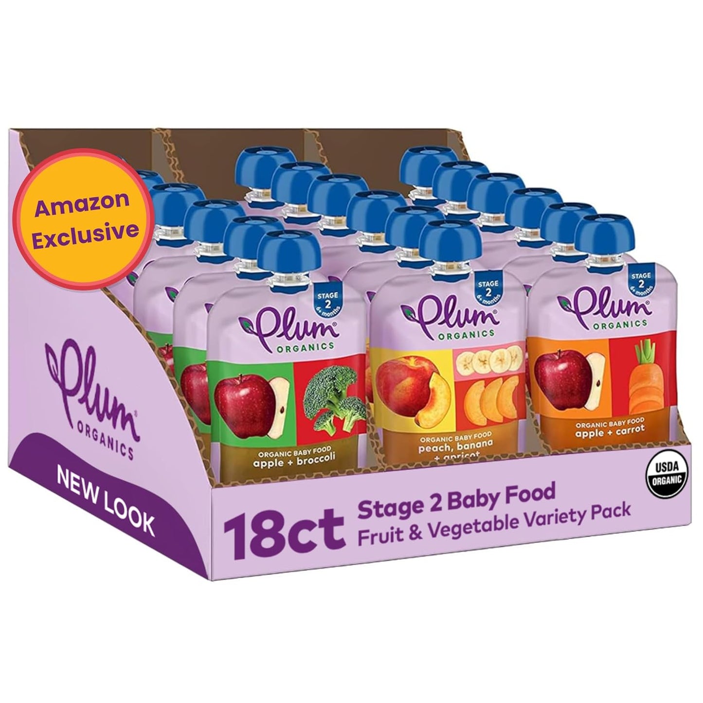 Plum Organics Variety Pack of Organic Baby Food Pouches 6+ Months