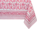 Red Bloom 100% Cotton Tablecloth 60 x 60 in - Handblock Print