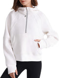 Womens Fleece Lined Half Zip Pullover - Cozy Cotton Scuba Sweatshirt