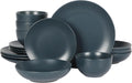 Gibson Home Queenslane 16-Piece Matte Blue Stoneware Set - Durable