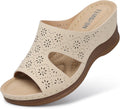 Women Wedge Sandals Low Wedge Soft Leather Slip On - Dressy Comfort