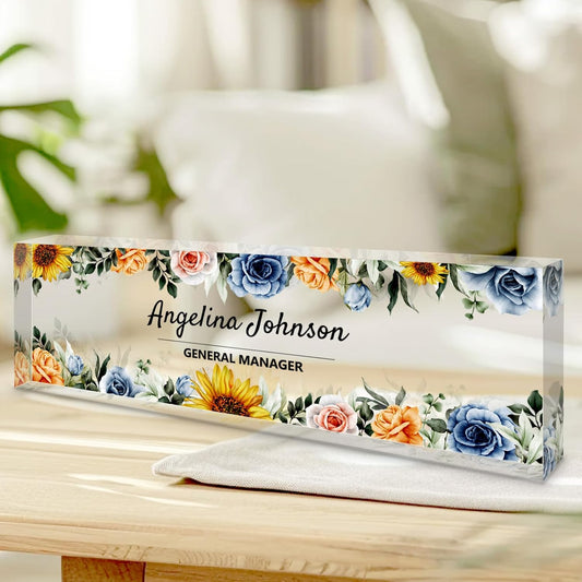 Custom Acrylic Desk Name Plate - Personalized Office Decor for Appreciation Gifts