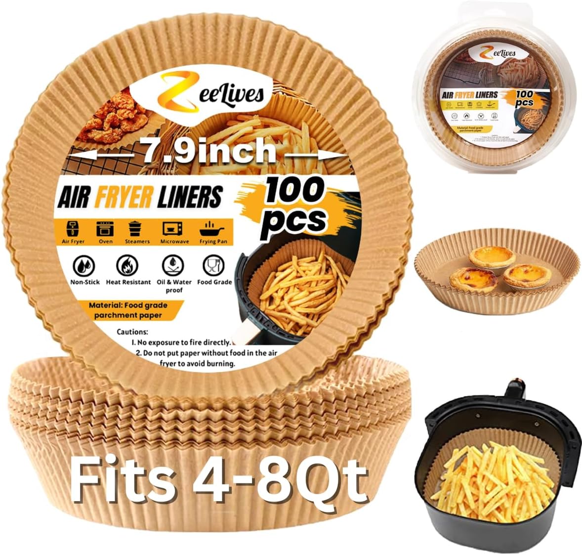 100 Non-Stick Air Fryer Liners: Oil & Water Proof