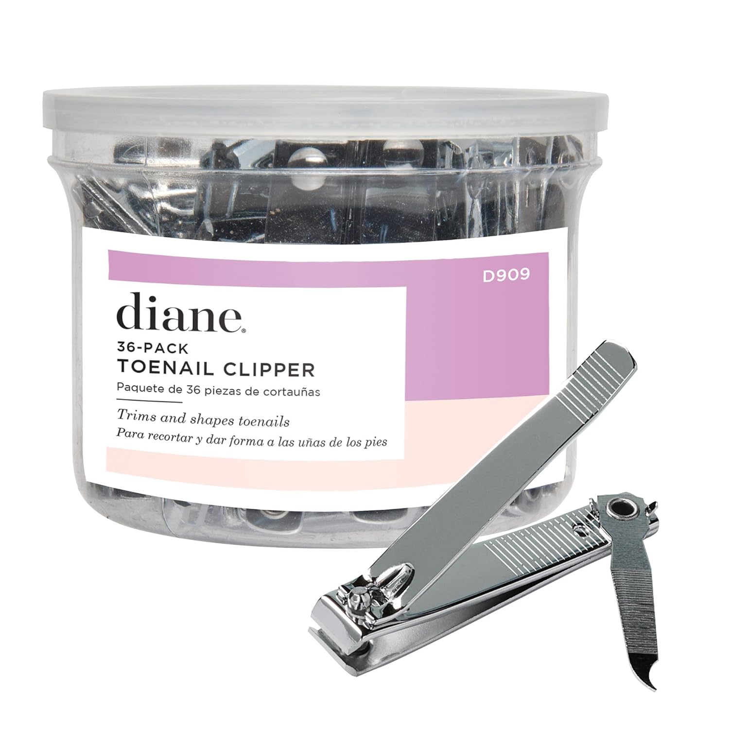 Diane D909 Stainless Steel Toenail Clippers - 36 Pack Bin