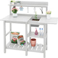 SERWALL Potting Table for Outside All Weather Use - Durable HDPE Bench