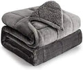 Sherpa Fleece Weighted Blanket 15 lbs Full Size - Cozy Plush Grey