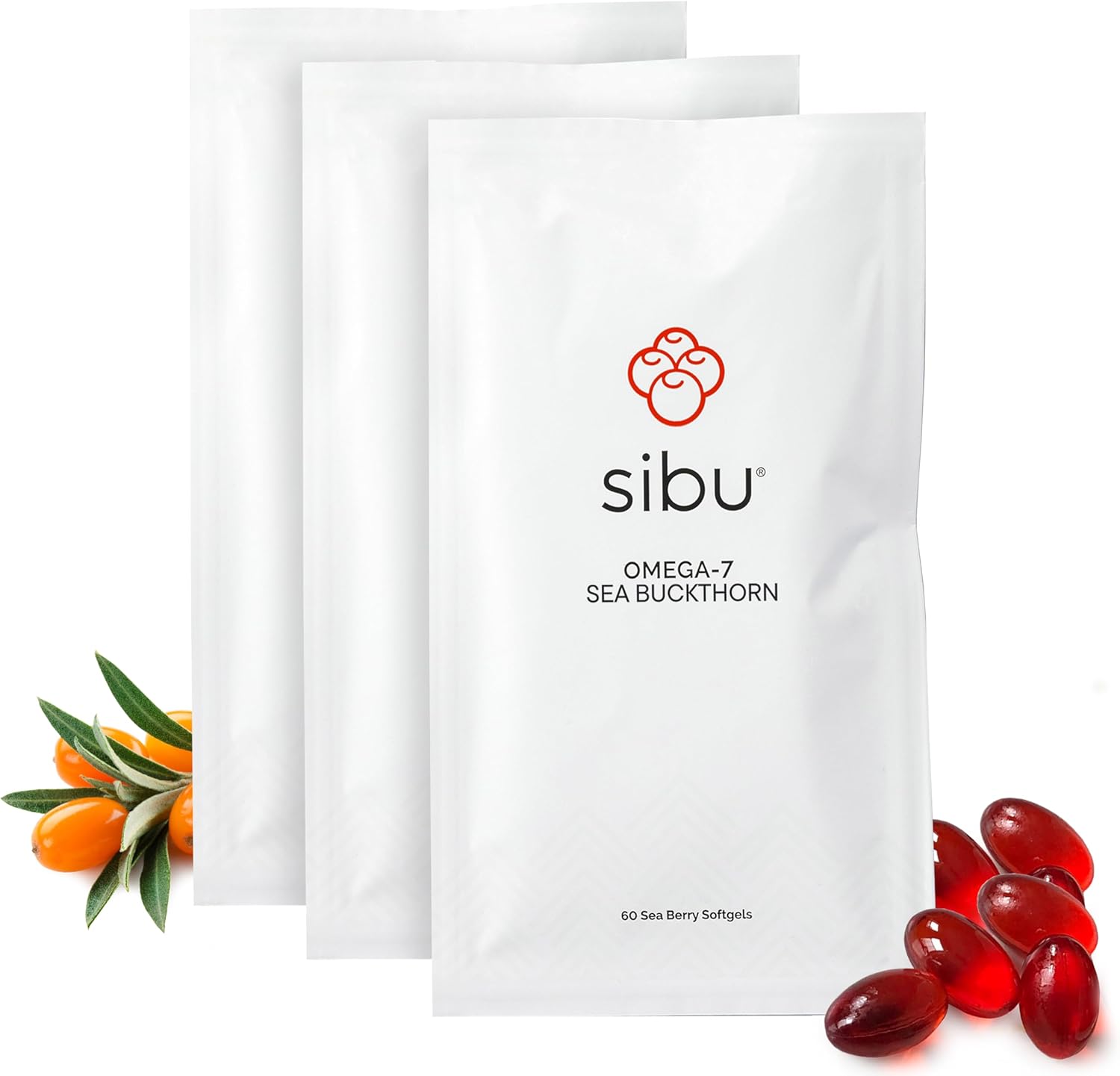 Sibu Sea Buckthorn Omega-7 Softgels for Healthy Skin and Hair