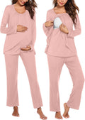Ekouaer Maternity Nursing Pajama Set Long Sleeve Top & Pants - Cozy