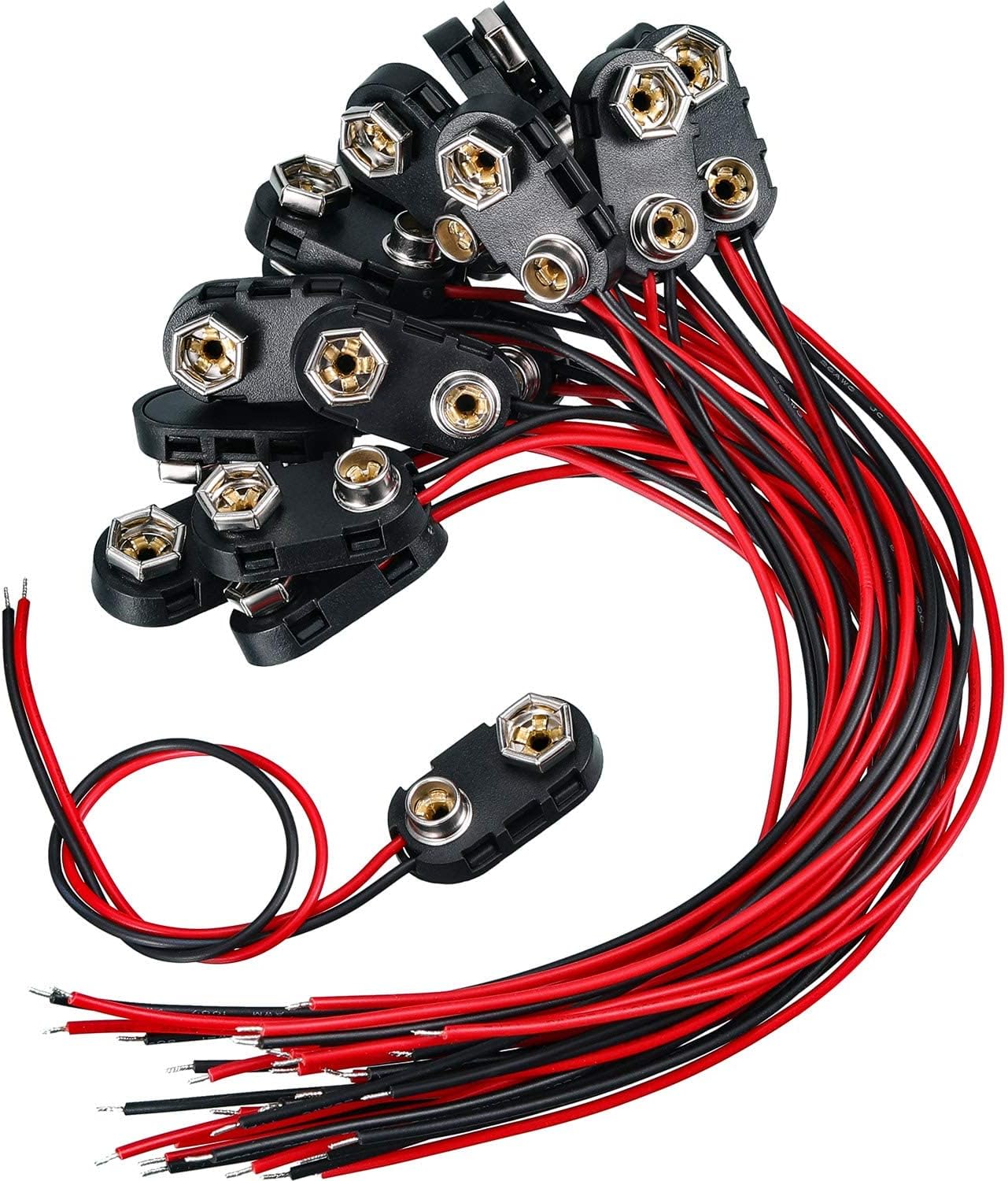 120-Pack 9V Battery Clip Connector: Long Cable for Easy Connection