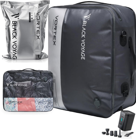 Black Voyage Reusable Vacuum Compression Travel Bag for Packing