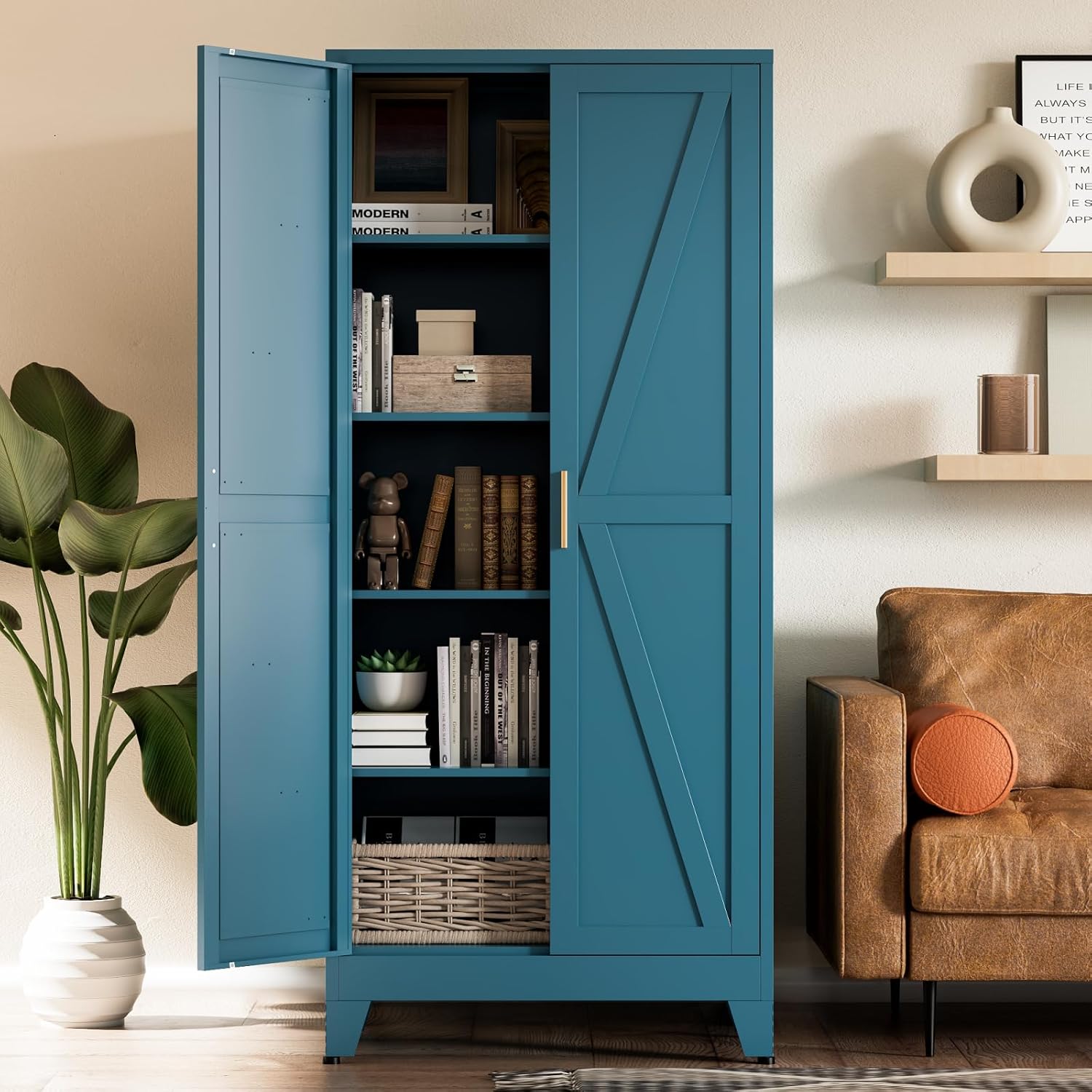 Tall Farmhouse Storage Cabinet with Barn Door for Your Home