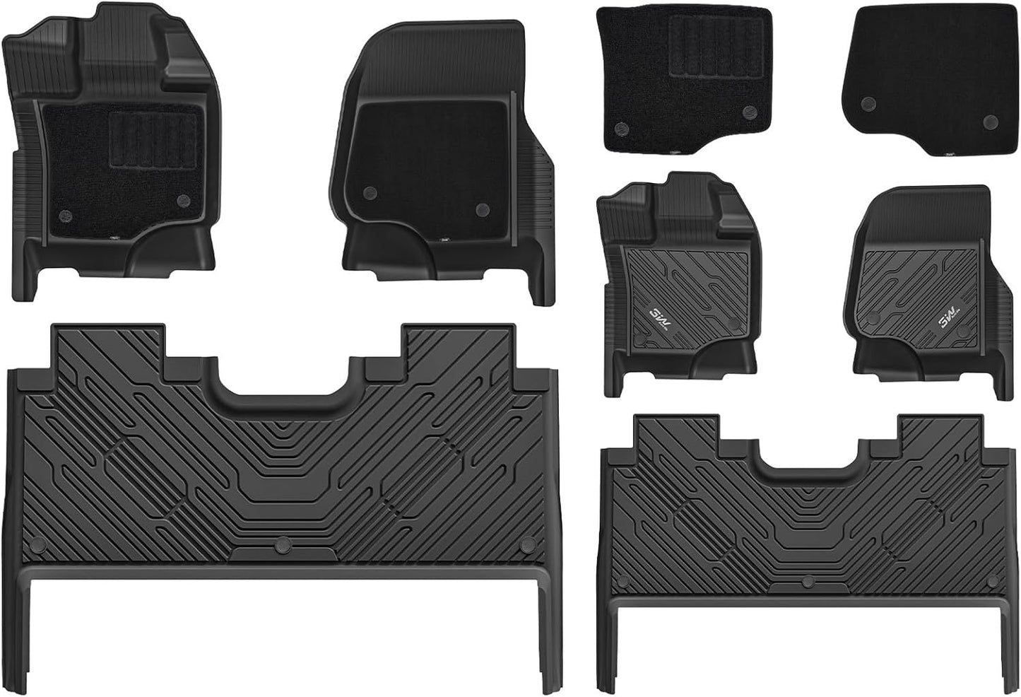 3W Floor Mats for 2015-2025 Ford F150 SuperCrew Cab - All Weather