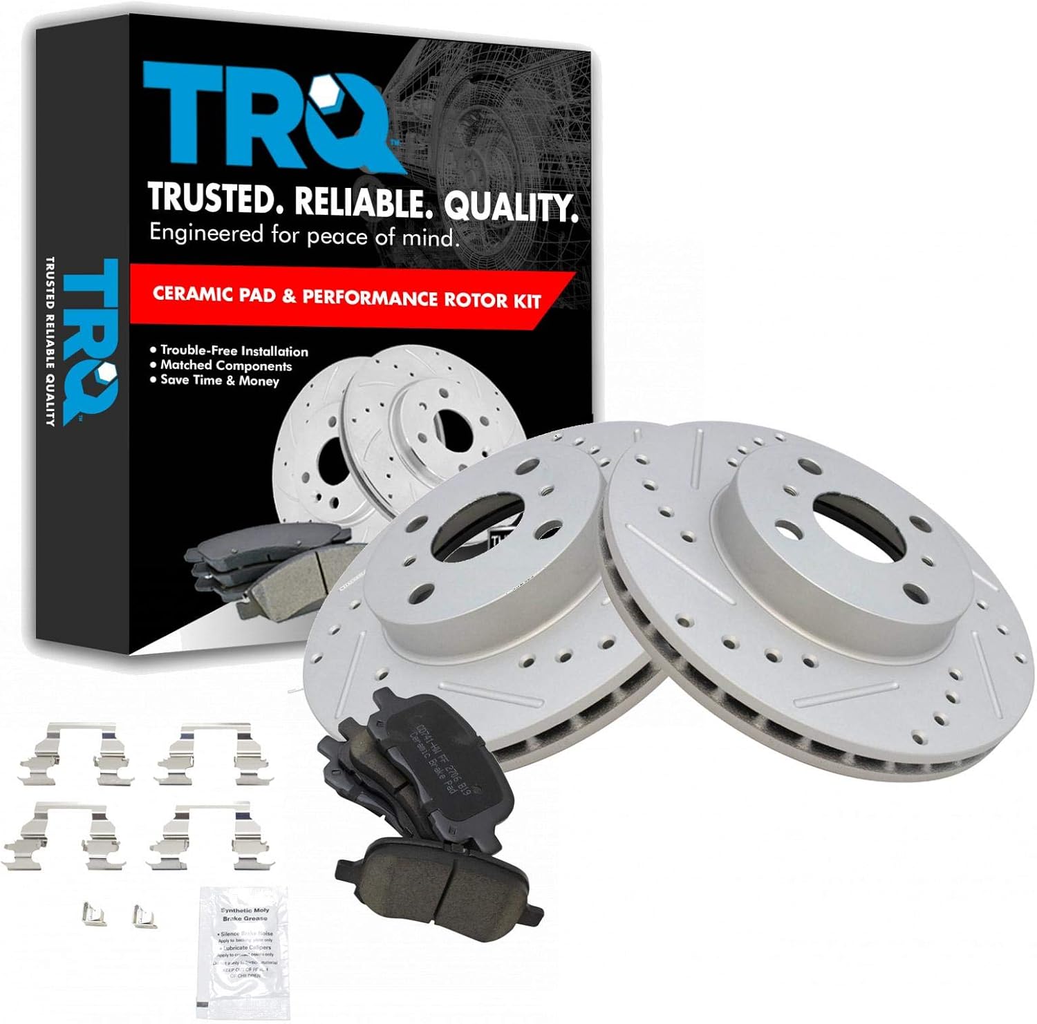 TRQ Front Performance Brake Pad & Rotor Kit for Toyota Corolla