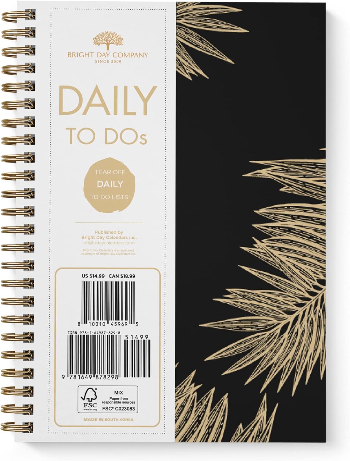 Gold Palm Leaves To-Do Planner 8.25x6.25