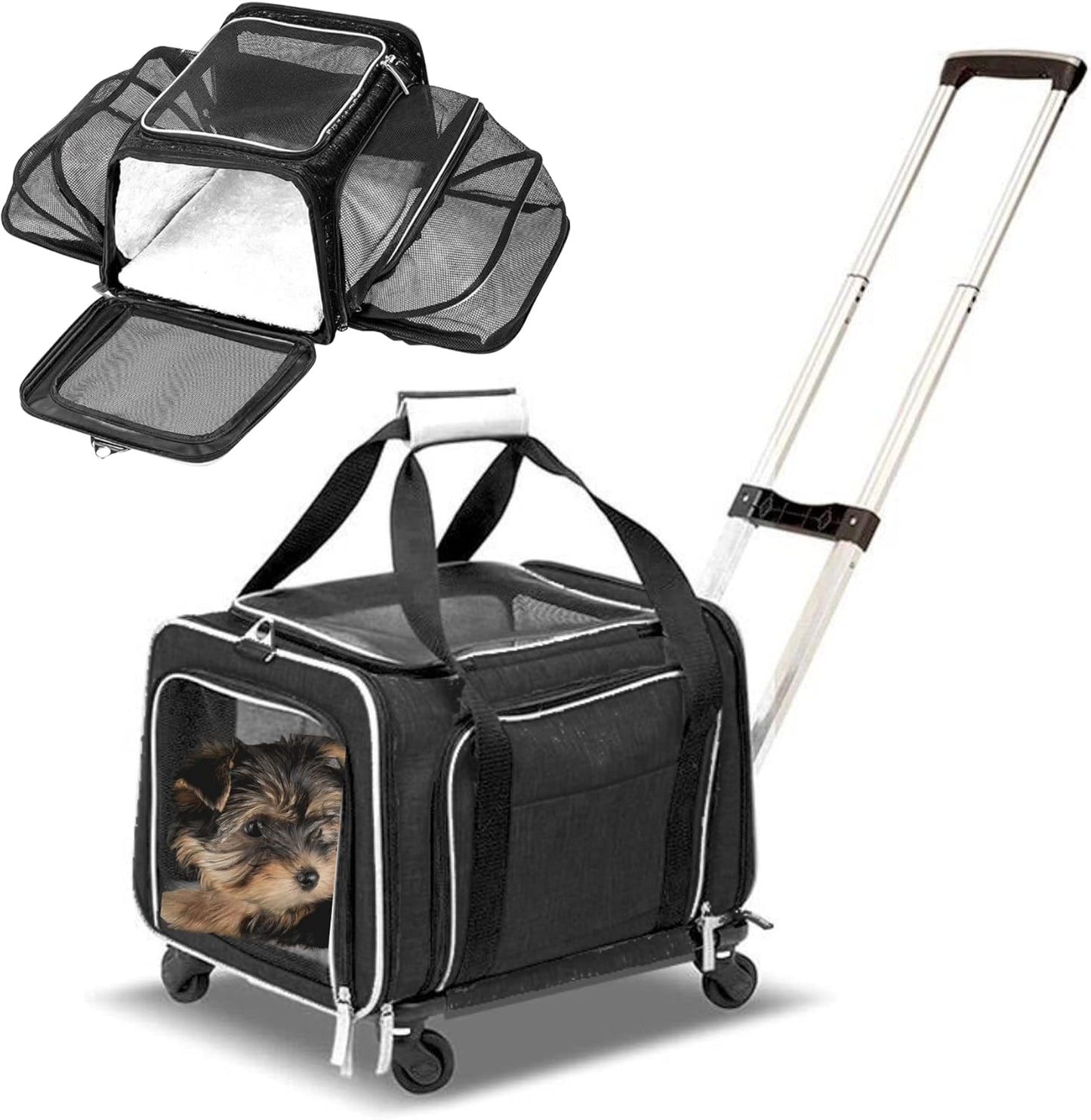 Airline Approved Expandable Pet Carrier on Wheels for Travel