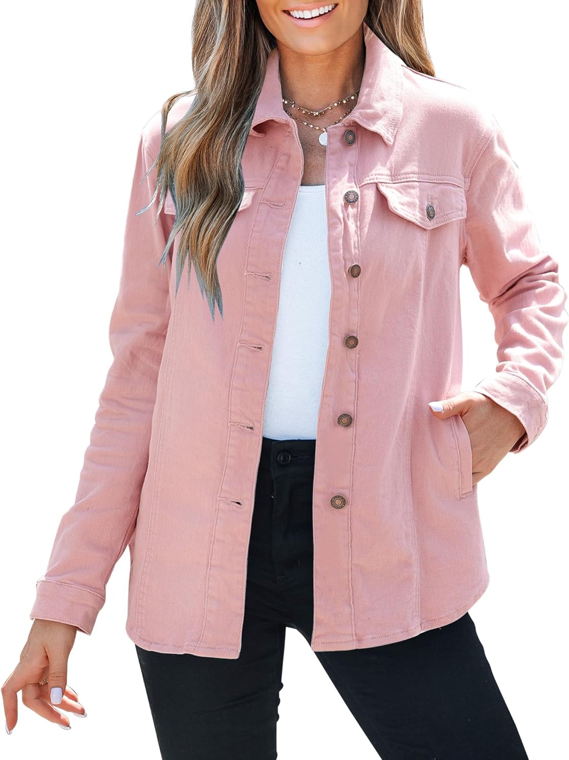 Luvamia 2025 Jean Jackets for Women Fashion Denim Shacket