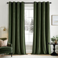 Olive Green Velvet Blackout Curtains 96in - Thermal Soundproof Drapes