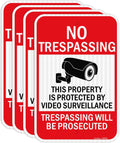 Large Video Surveillance No Trespassing Sign 18x12 in - Reflective