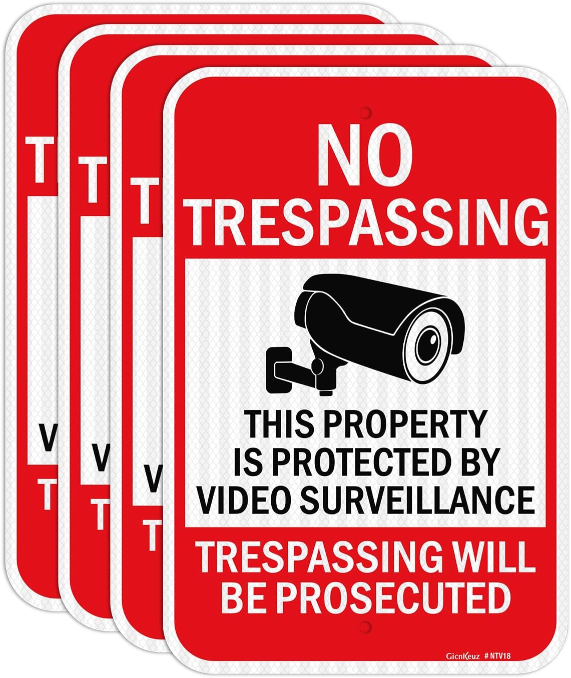 GicnKeuz Large Video Surveillance Signs for No Trespassing Use