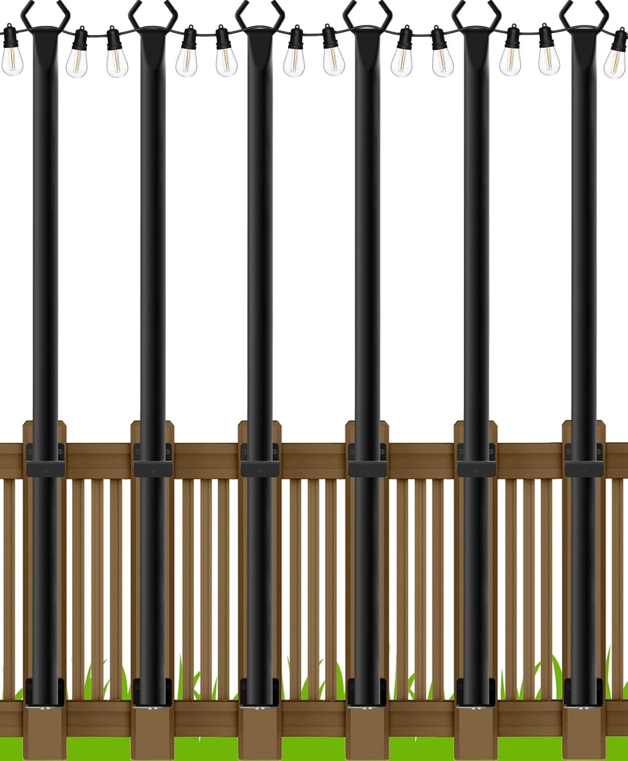5Ft String Light Poles for Outdoor Lights - 6 Pack Metal Stands