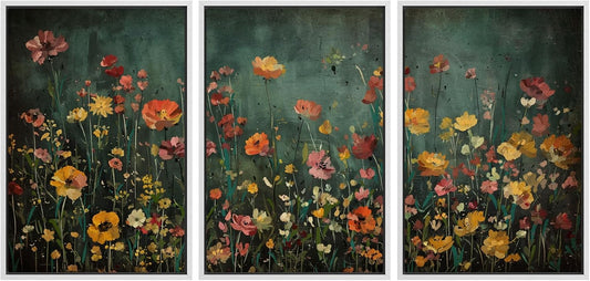MUDECOR Framed Wall Art Set Vintage Wildflower Meadow Prints