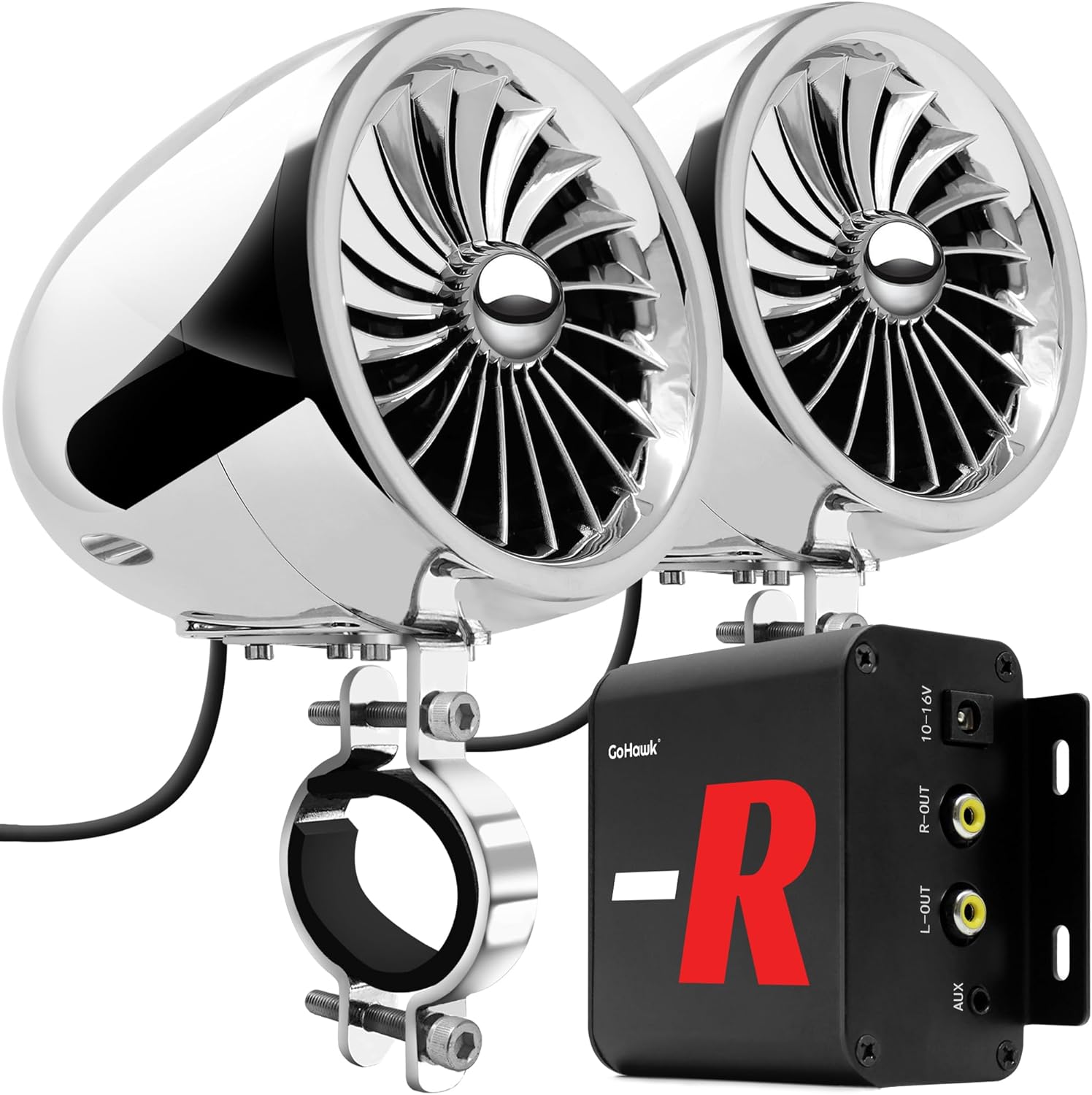 GoHawk Bluetooth Motorcycle Speakers with Amplifier for ATVs