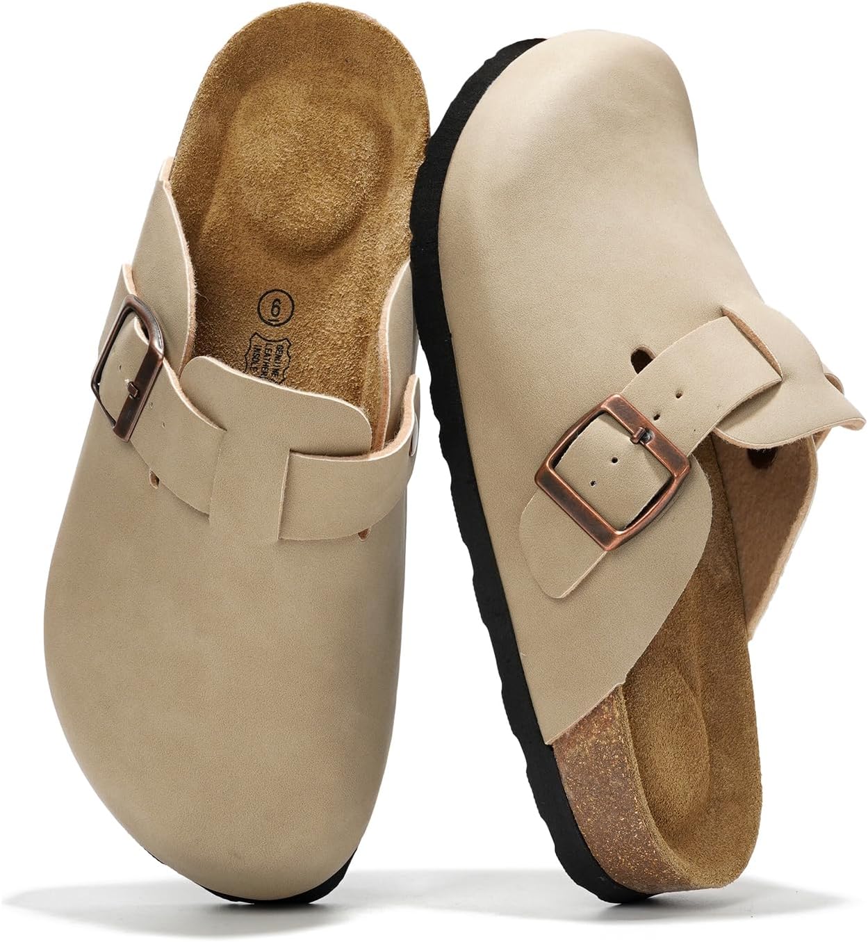 Benton Clogs for Women - Genuine Leather Footbed Slip-ons