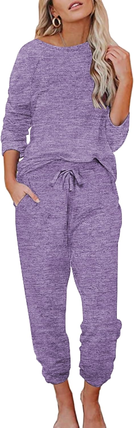Ekouaer Womens Pajamas Set Long Sleeve Loungewear for Comfort