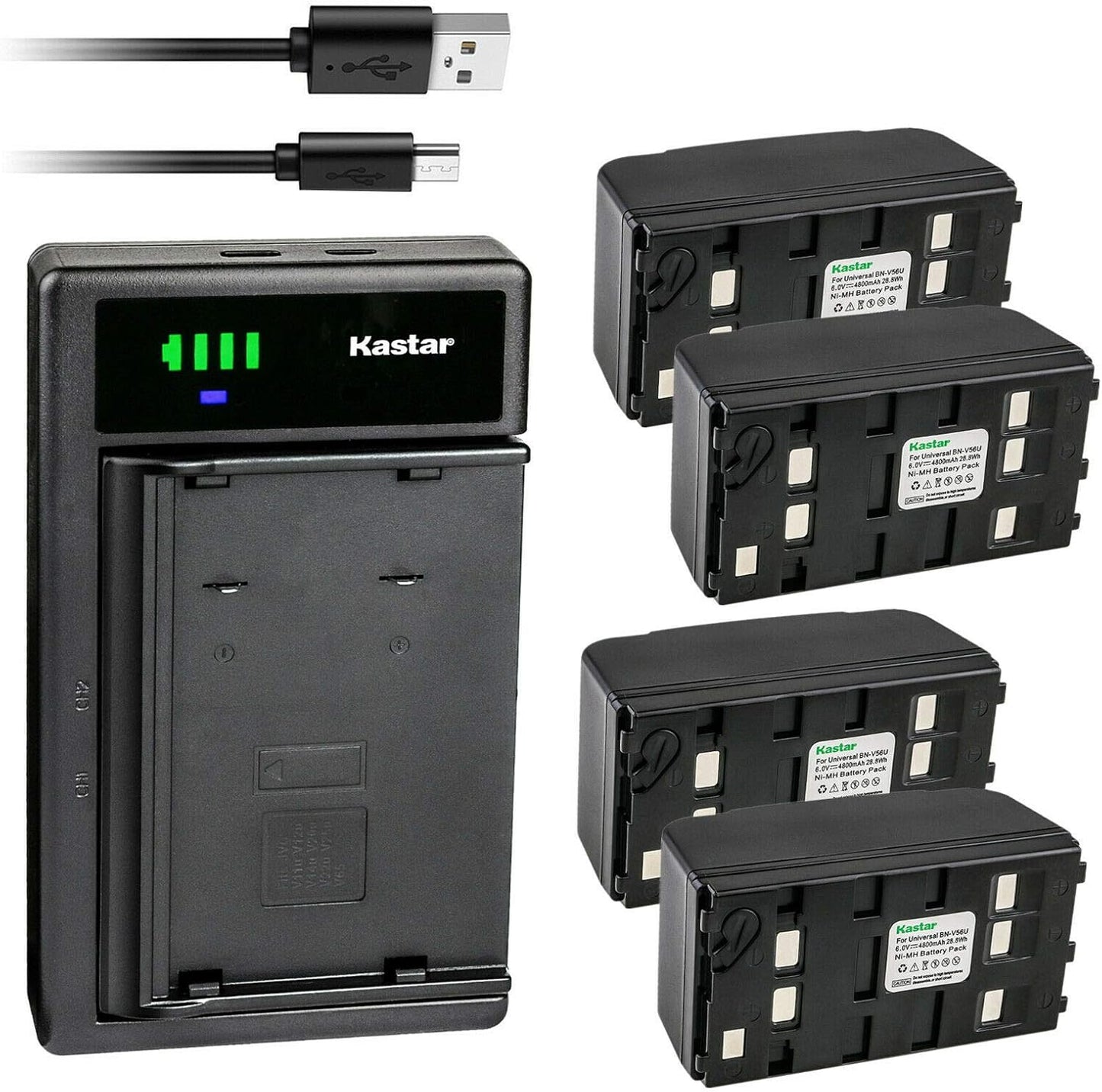 Kastar 4-Pack Battery and Smart USB Charger for RCA Camcorders