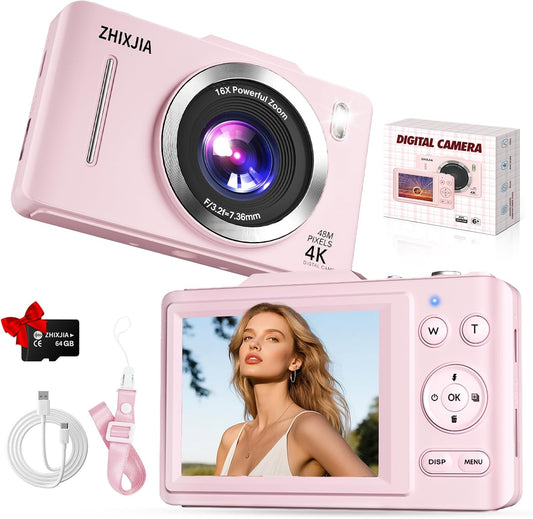 Digital Camera for Beginners with 4K Video and 16X Zoom