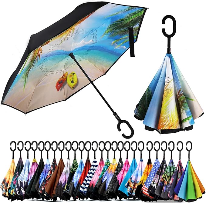 SIEPASA Inverted Reverse Umbrella with C-Shaped Handle Review