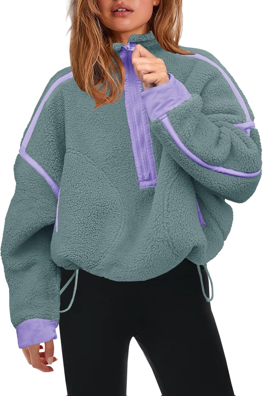 Panadila Womens Half Zip Sherpa Fleece Pullover for Cozy Style