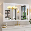 Bathroom Mirror 48x30 in White Metal Frame - Clean, Durable Design