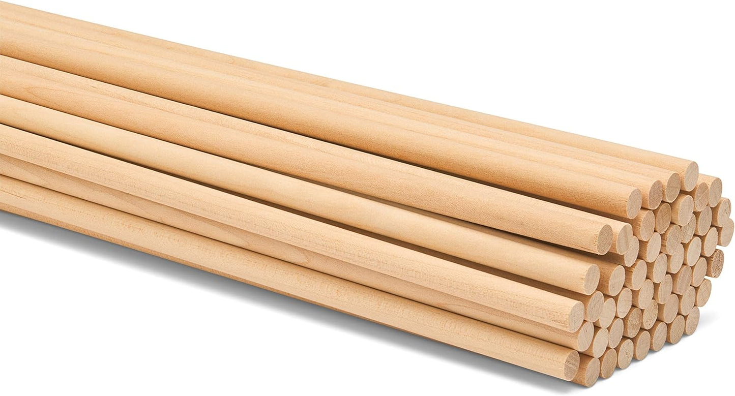 Dowel Rods Wood Sticks for Crafts and DIYers - 100 Pieces