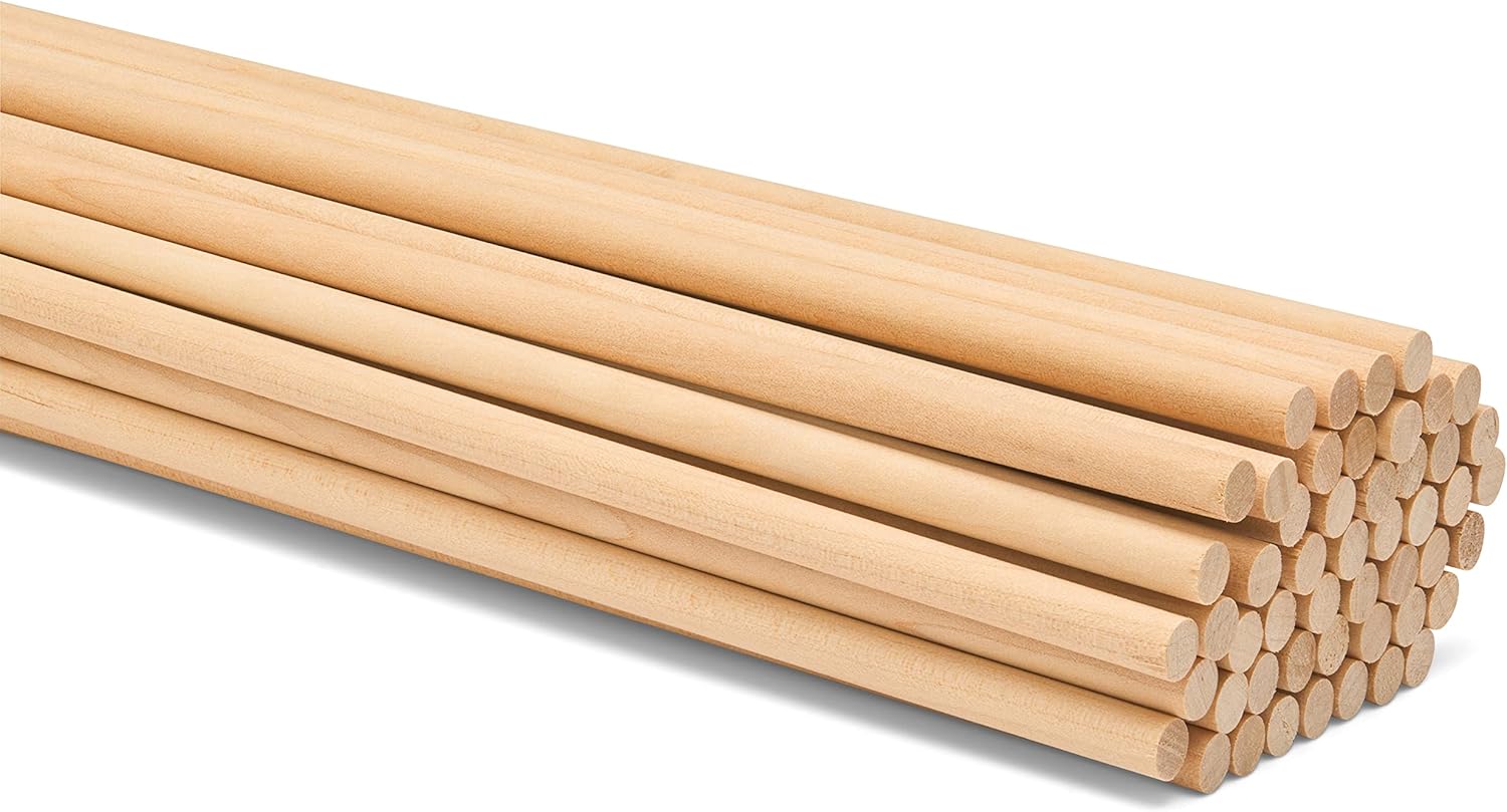 Dowel Rods Wood Sticks for Crafts and DIYers - 100 Pieces