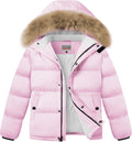 Girls Winter Puffer Coat Waterproof Fleece Lined with Detachable Hood