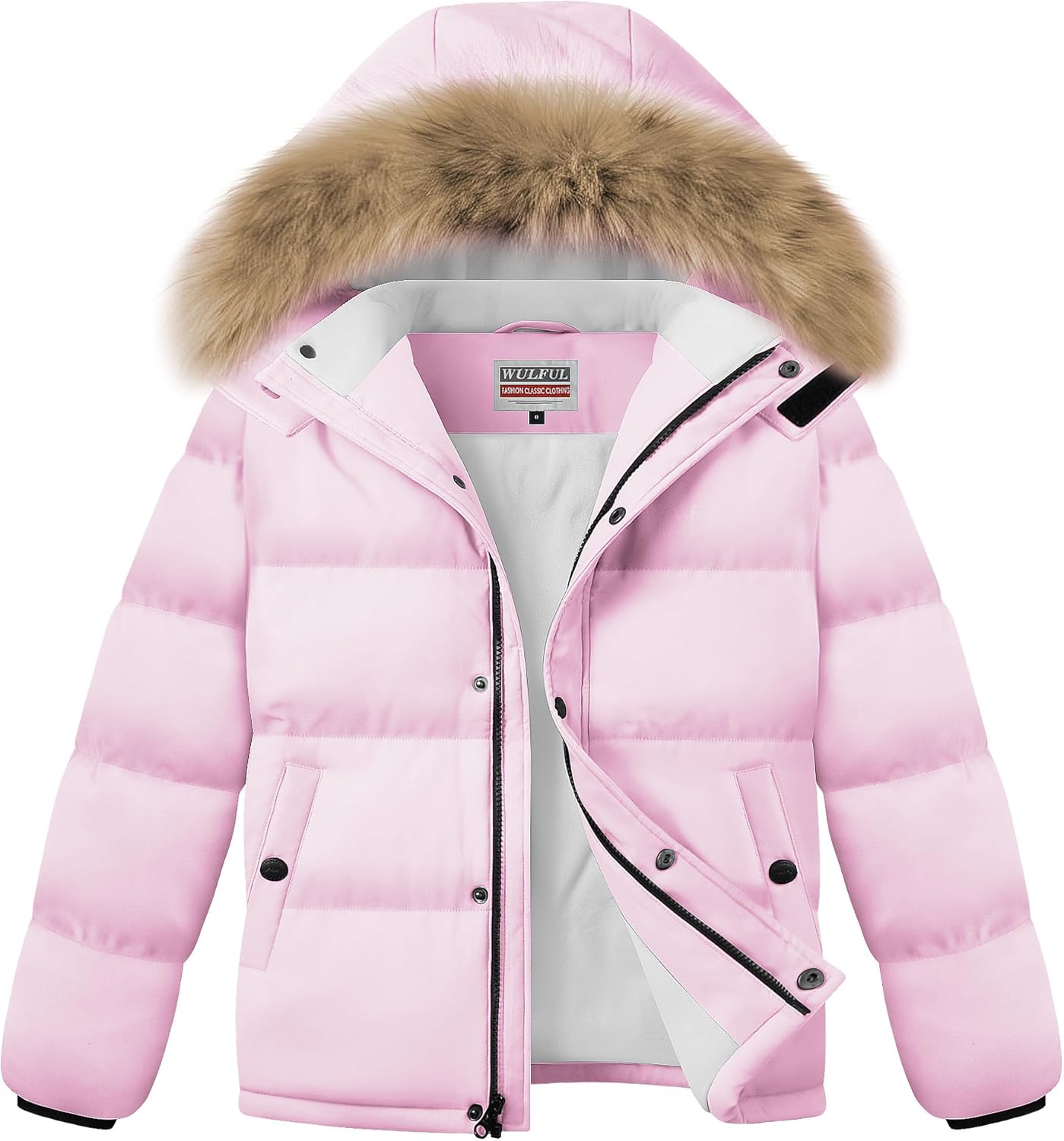 WULFUL Boy's Girls Winter Coats Waterproof Fleece Lined Puffer