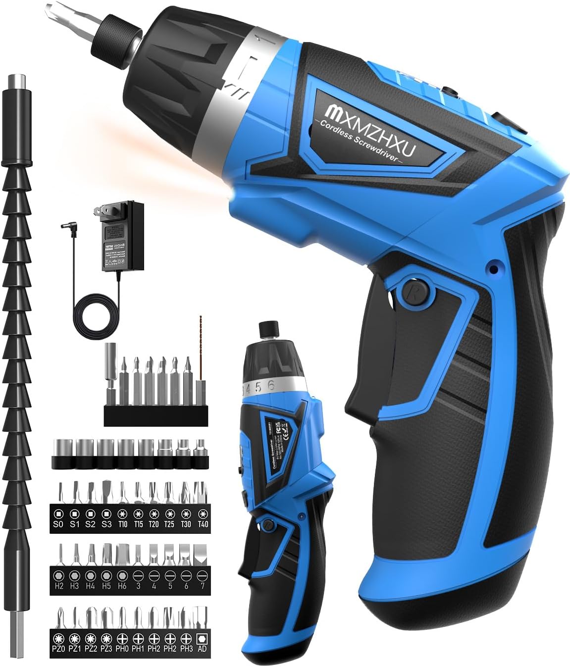 8V Cordless Screwdriver with 6+1 Torque and 47 Accessories