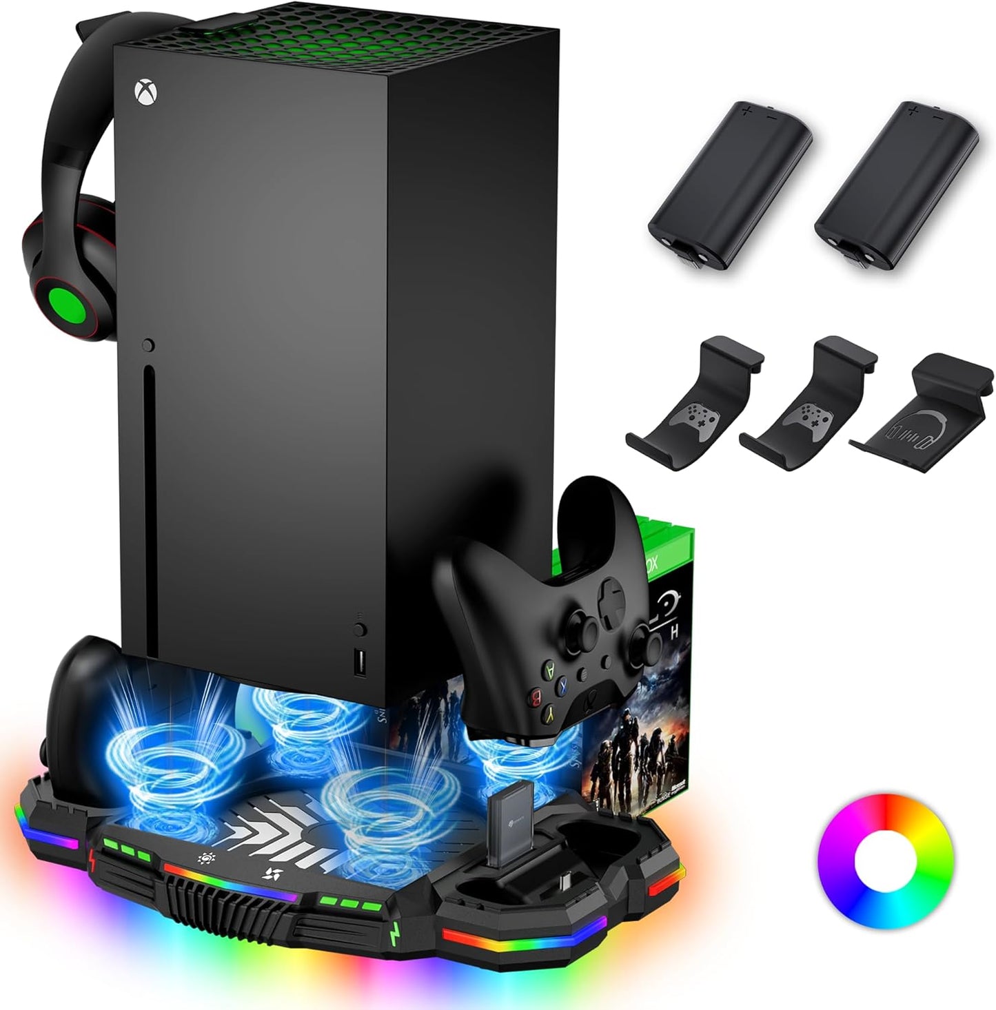 Cooling Fan Charging Station for Xbox Series X with RGB Modes